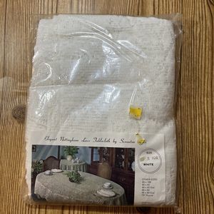 Vintage Scranton KIMBERLY Elegant Nottingham Lace Tablecloth 60 x 108 Ivory USA